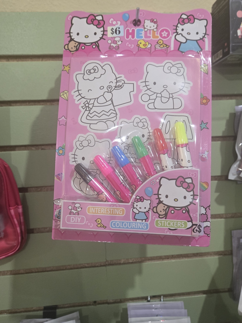 Sanrio Hello Kitty Pink Colouring Sticker Set with Multicolor Markers